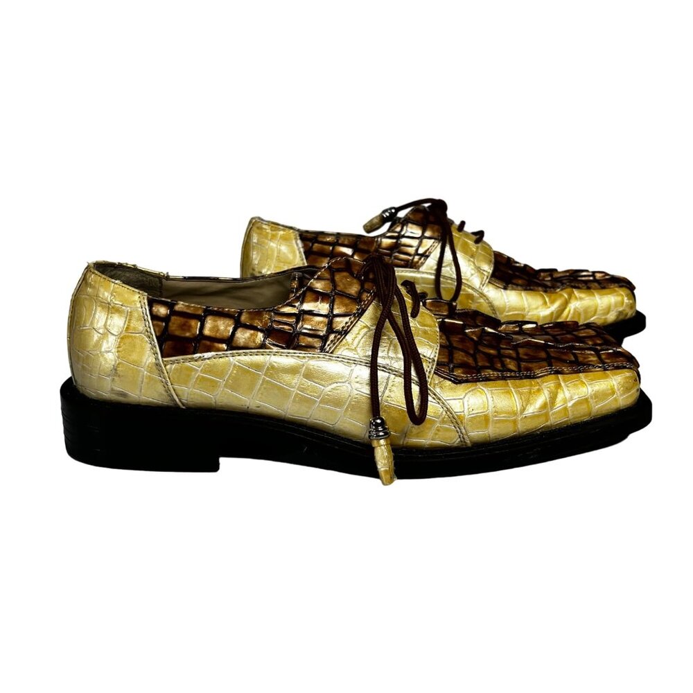 Platinum Mens Faux Leather Upper Crocodile Pattern Dress Shoes Size 8.5